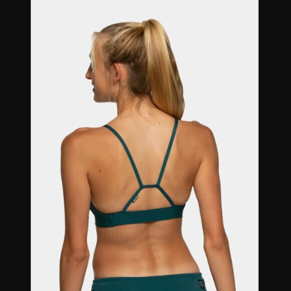 NWT Jolyn Women's Solid Mara Bikini Top Shade Peacock Green Size M - Picture 2 of 7